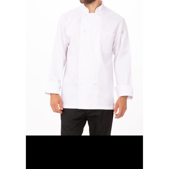 Chef Works Men Le Mans White Long Sleeve Chef's Coat US Restaurant Size M - Picture 9 of 14
